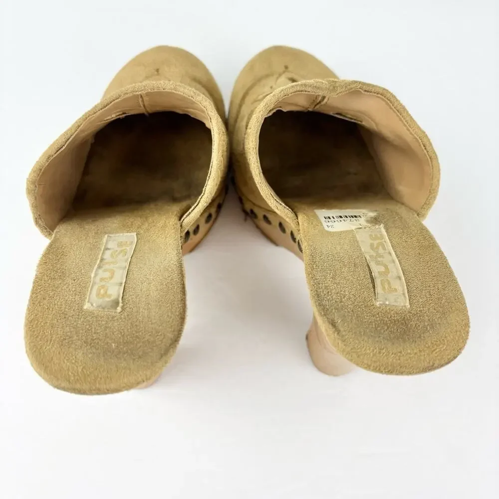 Vintage 90’s Y2K Pulse Platform Grommet Wooden Heels